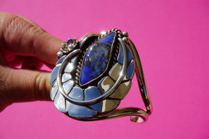 boulder opal xl leafy cuff. size: m/l