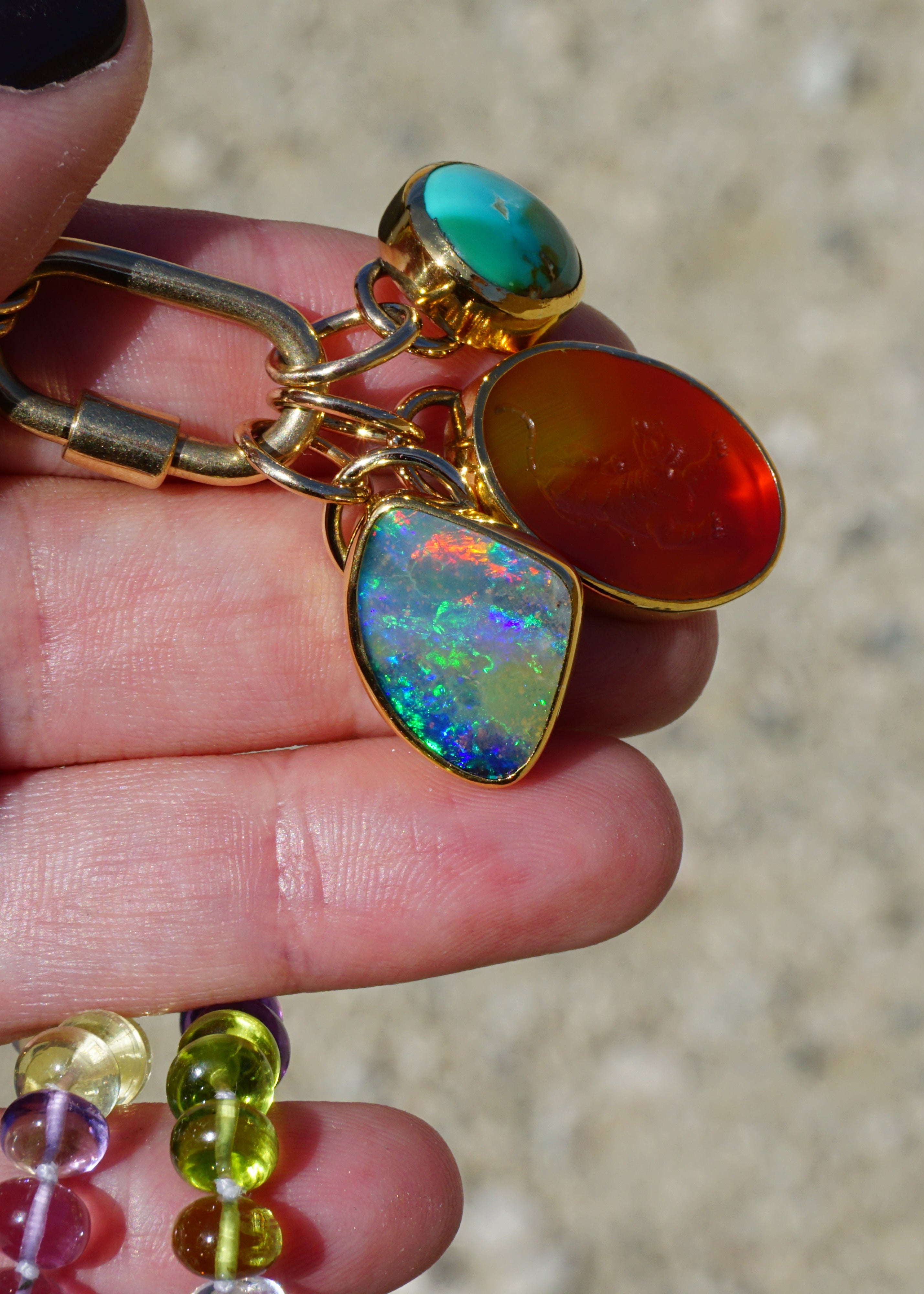 australian boulder opal gold charm.